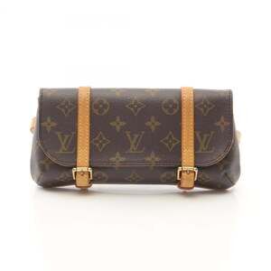 LOUIS VUITTON Authentic Brown Monogram Leather Pochette Fanny Pack